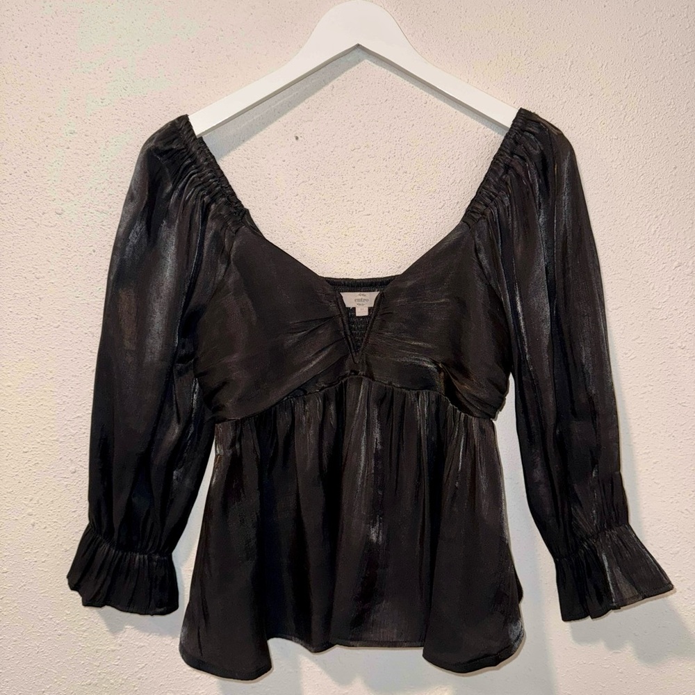 entro Black Peasant Blouse